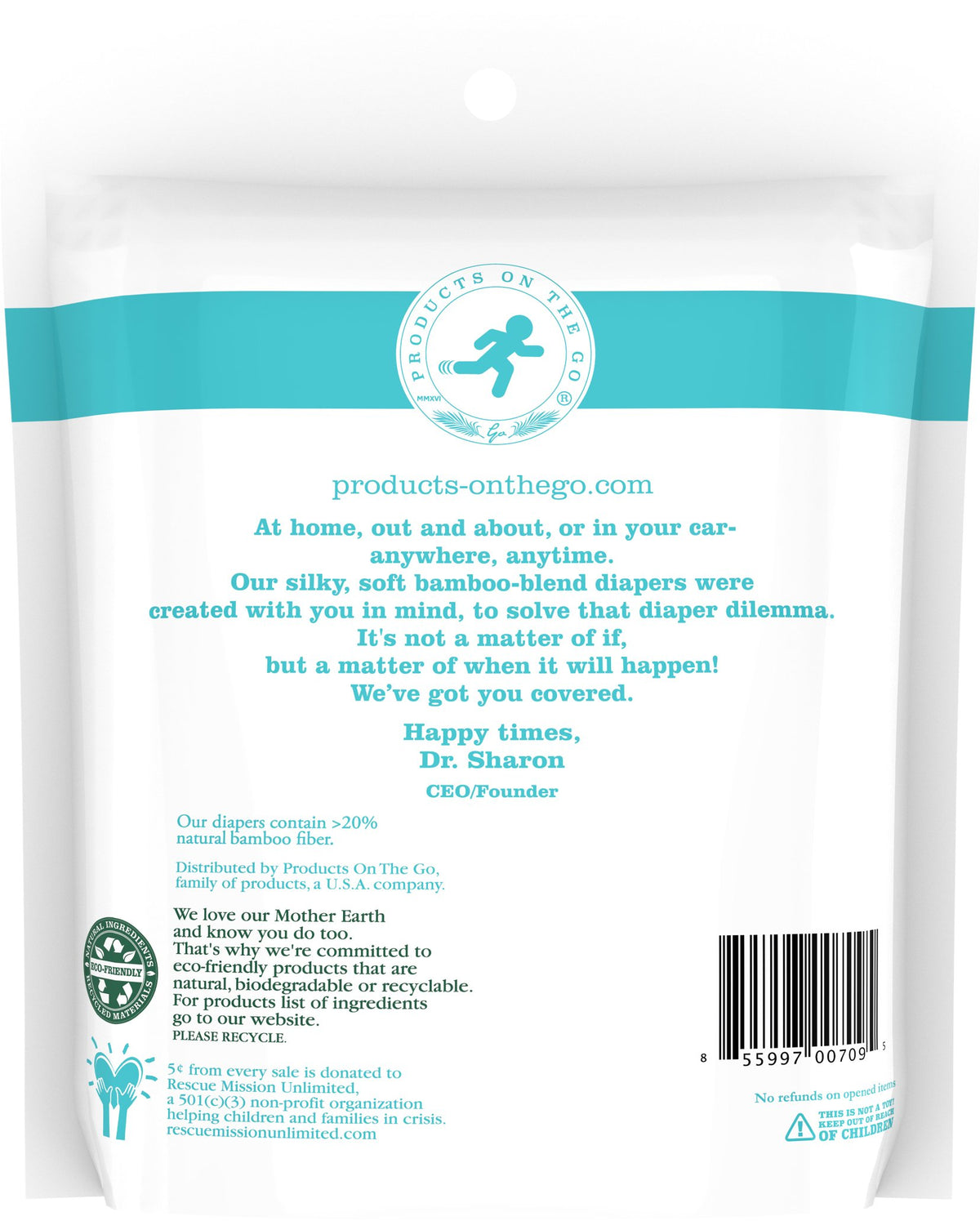 Little Toes Convenience On The Go 2x Natural Bamboo Diapers | Size Small