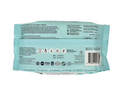 Little Toes Natural Bamboo Fiber Baby Wipes- 3 Packs of 75 Wipes (Total 225 Wipes)