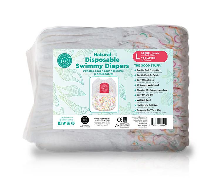 Little Toes Natural Disposable Swimmy Diapers - 12 count Large Size pack