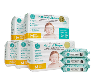 Little Toes Disposable Biodegradable Bamboo Diapers 180 Packs MEDIUM Monthly Subscription Pack
