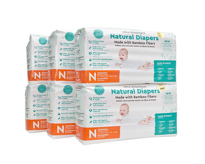 Little Toes Disposable Biodegradable Bamboo Diapers Monthly Value Pack (216 Count)     Size – Newborn or Small