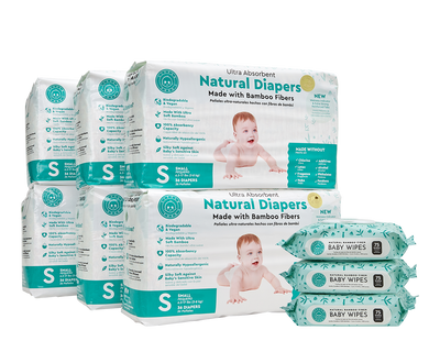 Little Toes Disposable Biodegradable Bamboo Diapers 216 Packs SMALL Monthly Subscription Pack