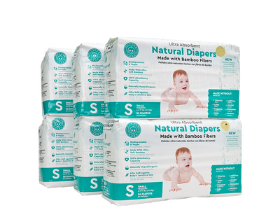 Little Toes Disposable Biodegradable Bamboo Diapers Monthly Value Pack (216 Count)     Size – Newborn or Small