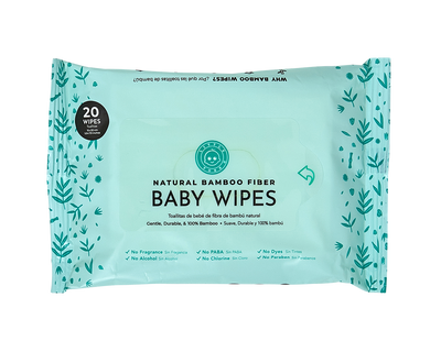 Little Toes Natural Bamboo Fiber Baby Wipes- 12 Packs of 20 Wipes (240 Wipes)