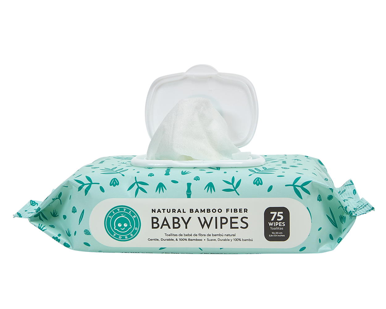 Little Toes Natural Bamboo Fiber Baby Wipes- Pack of 75